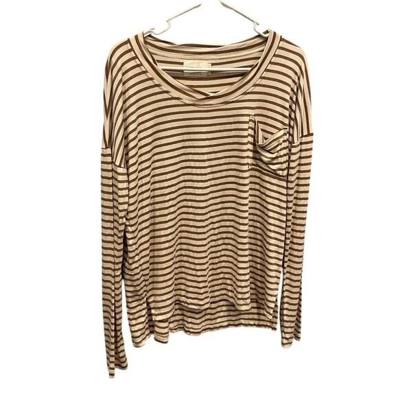 Maison Du Soir Edith Top Size Small Cream Striped Sleepwear Sleep Pajama Top - Picture 2 of 9